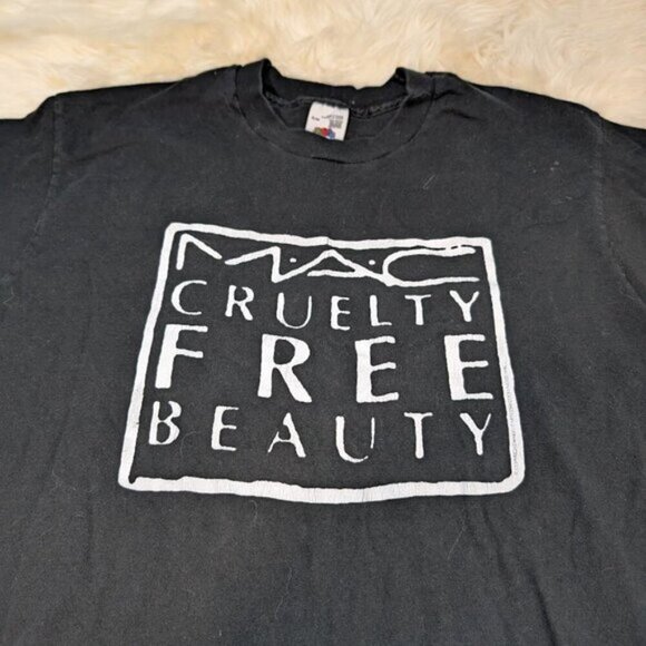 90s Mac Makeup Cruelty Free Beauty Promo T-Shirt Size XL - Picture 3 of 7